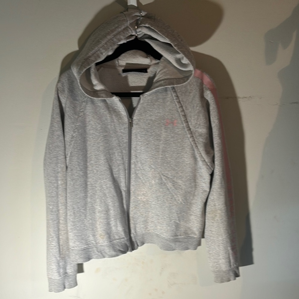 Under Armour Gray and Pink Zip-Up Hoodie